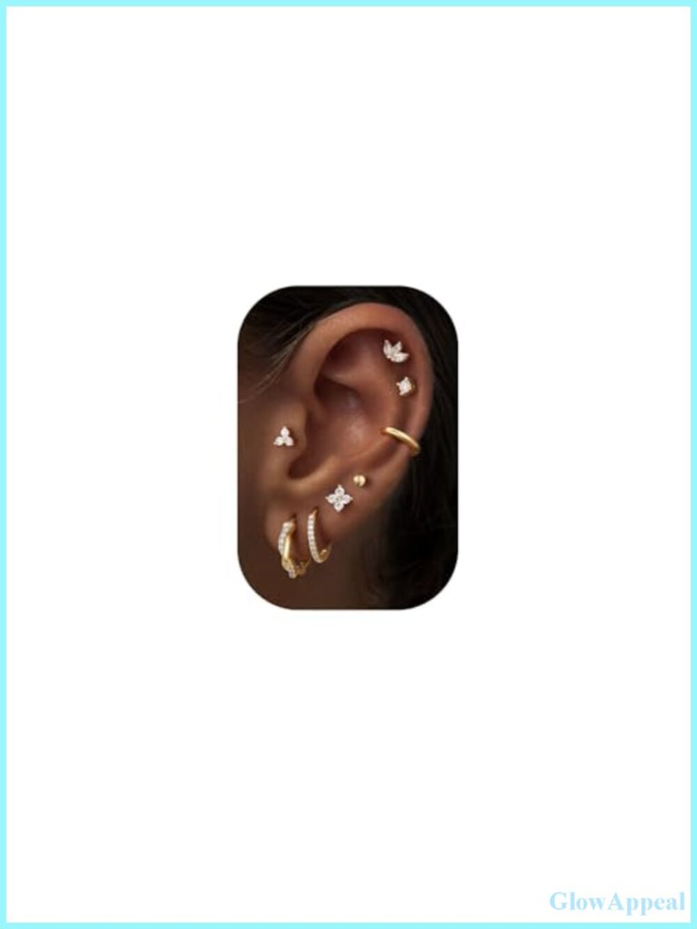 8 Pair Gold Plated Huggie Hoop Earrings Set Hypoallergenic for Women